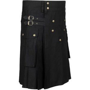 Utility Kilts for Men Black Cotton Kilt Color  Black